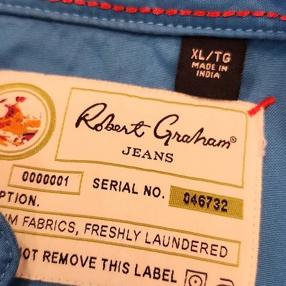 Robert Graham Vibrant Blue Casual Button Down Shirt XL - Picture 3 of 8